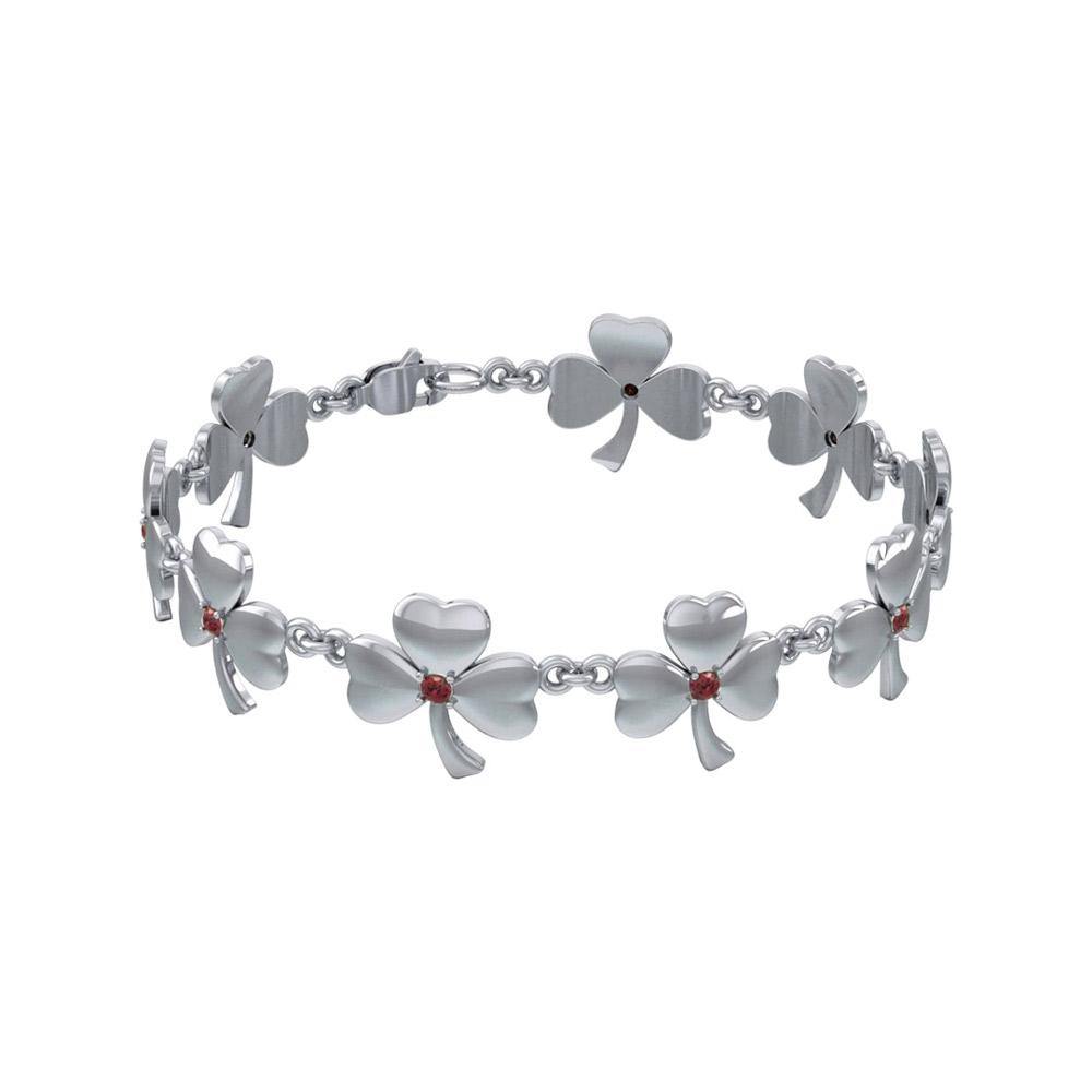 Celtic Shamrock Link Sterling Silver Bracelet TBG713