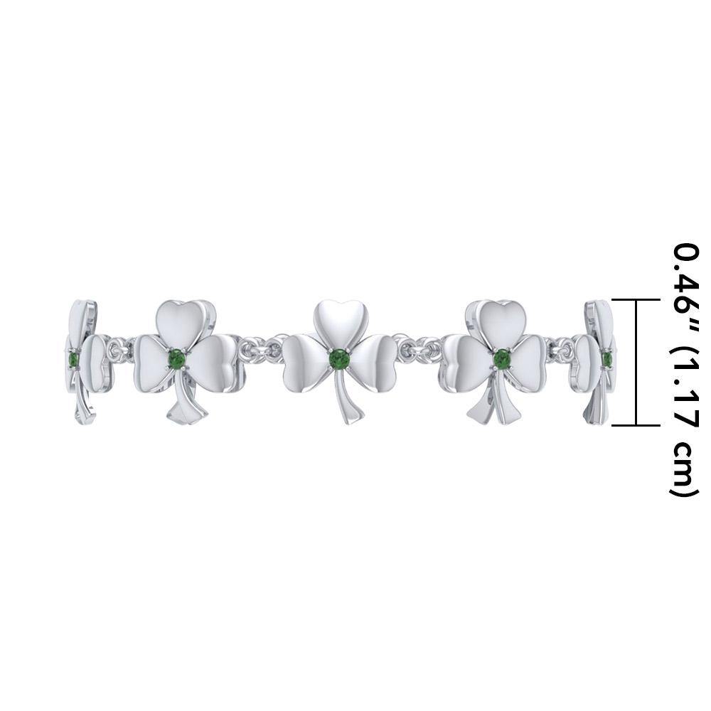 Celtic Shamrock Link Sterling Silver Bracelet TBG713
