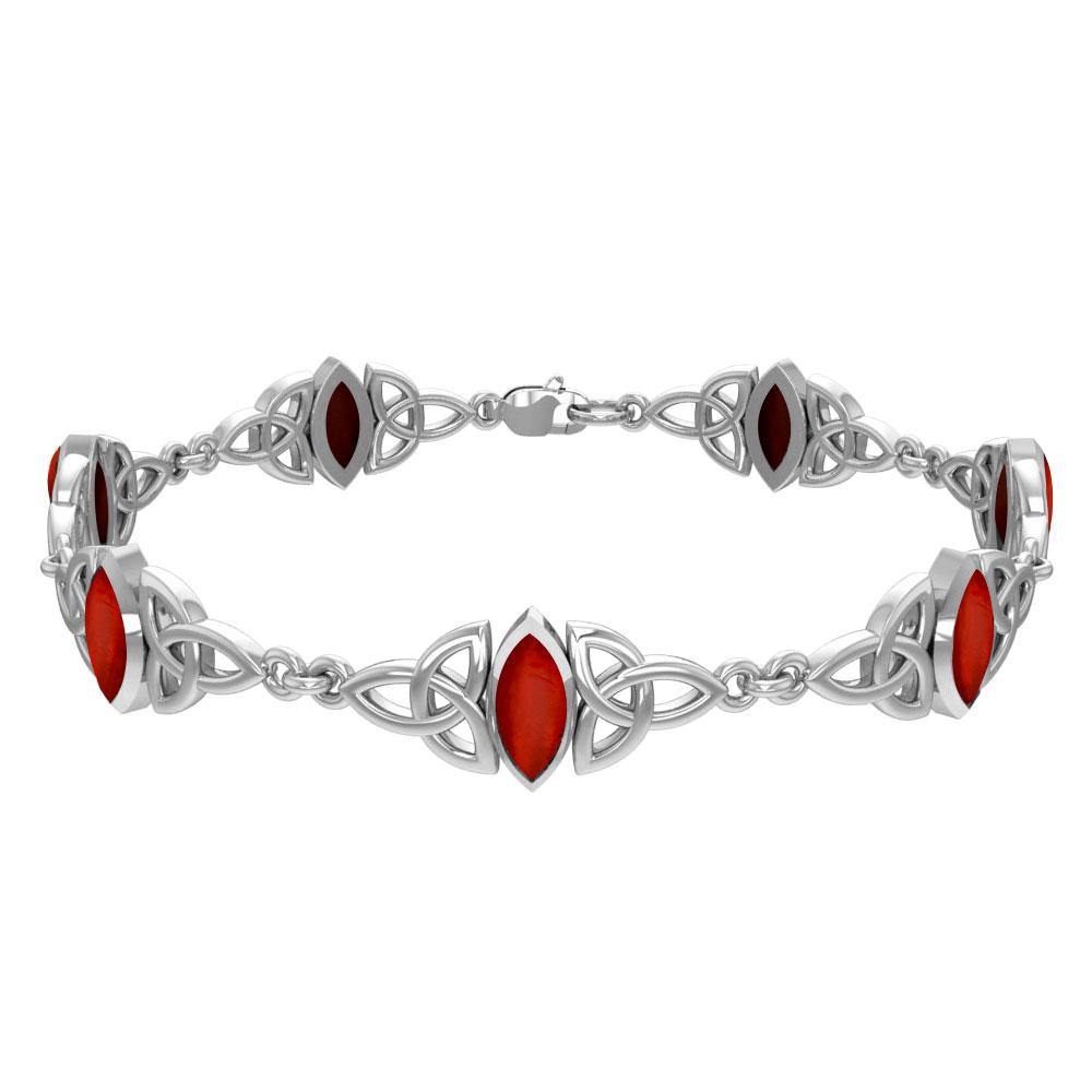 Sterling Silver Celtic Trinity Knot with Gemstone Link Bracelet TBG740