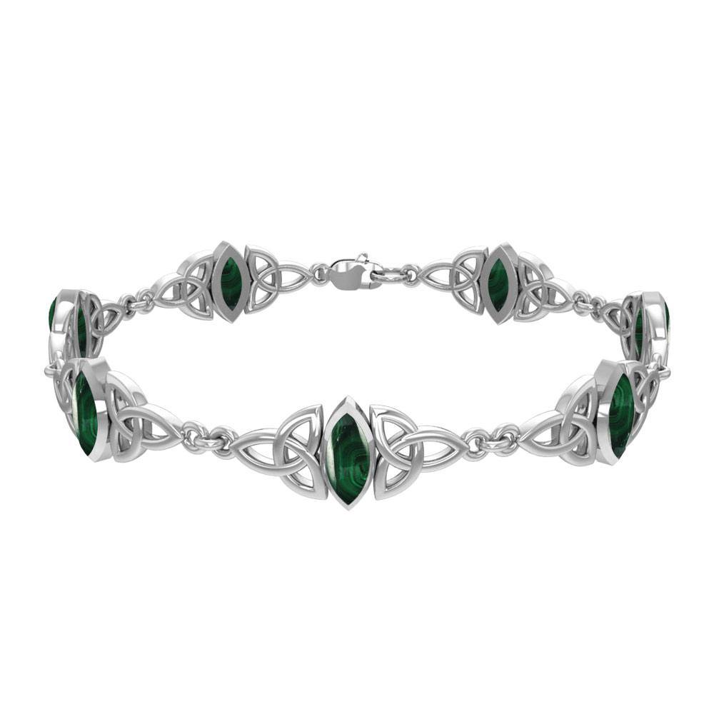 Sterling Silver Celtic Trinity Knot with Gemstone Link Bracelet TBG740