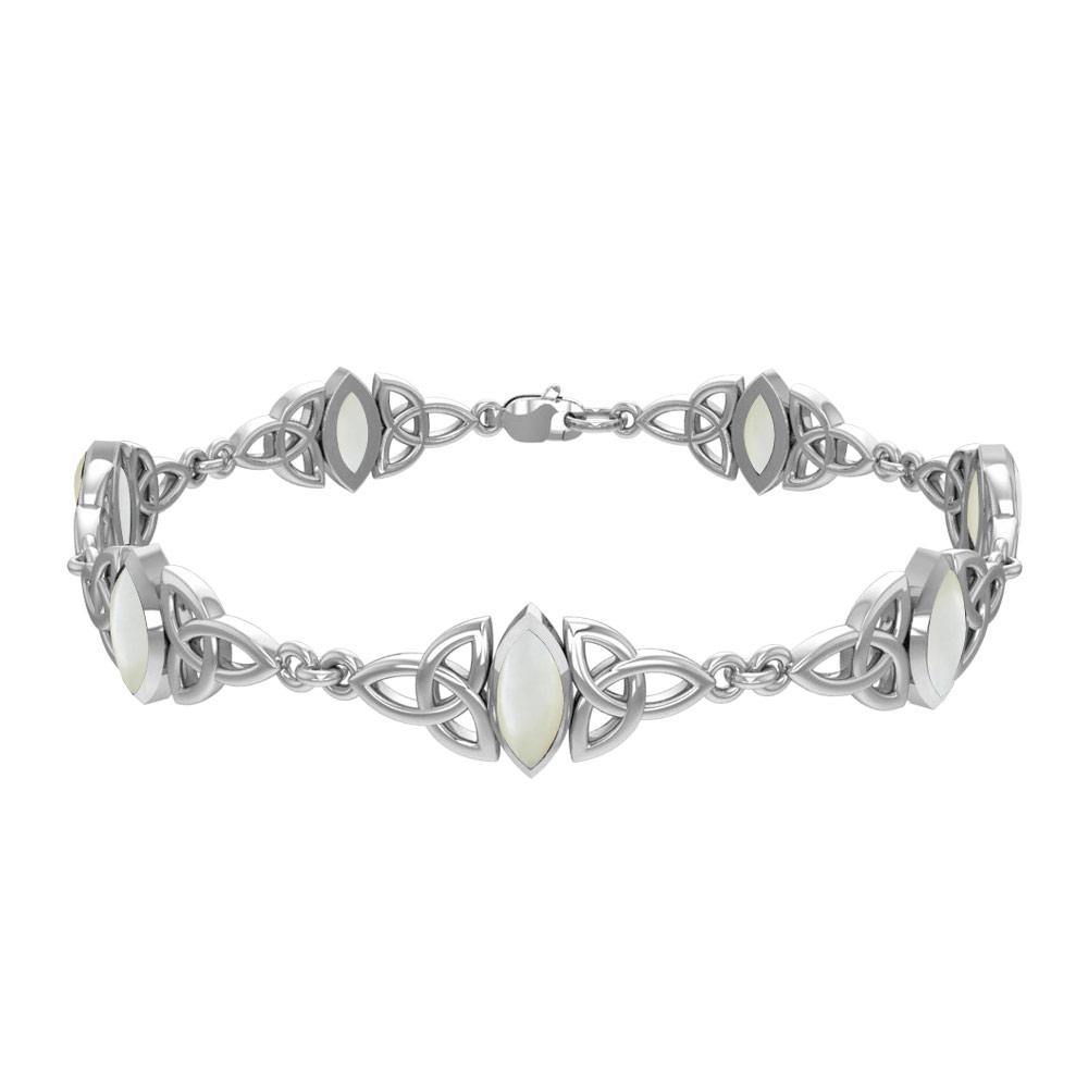 Sterling Silver Celtic Trinity Knot with Gemstone Link Bracelet TBG740