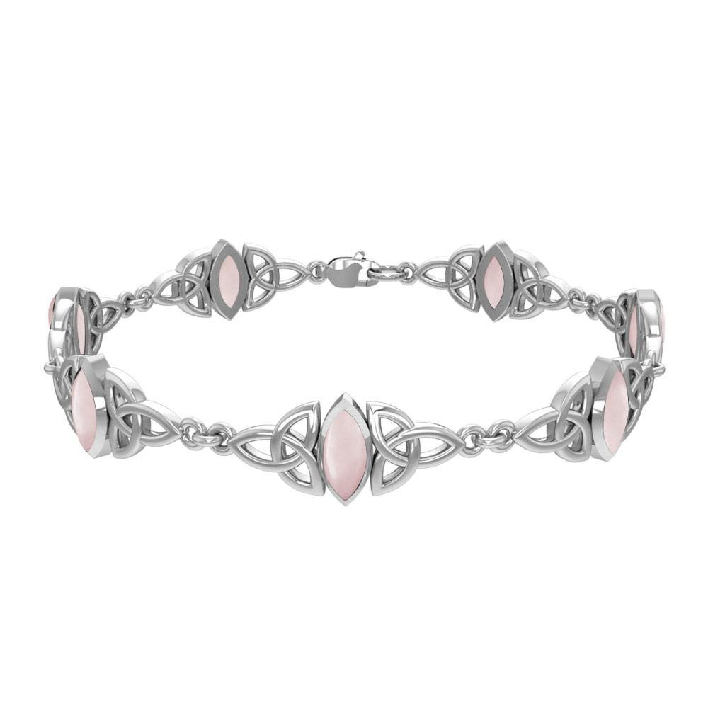 Sterling Silver Celtic Trinity Knot with Gemstone Link Bracelet TBG740