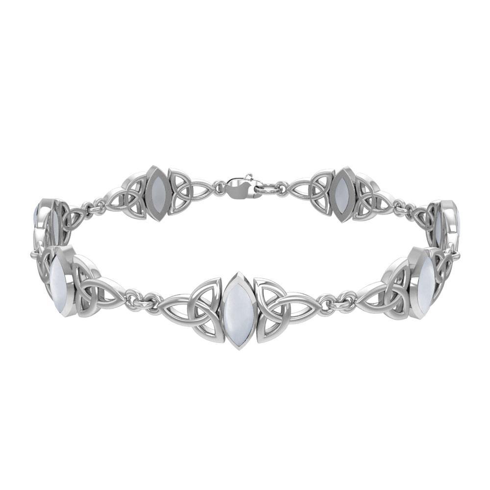 Sterling Silver Celtic Trinity Knot with Gemstone Link Bracelet TBG740