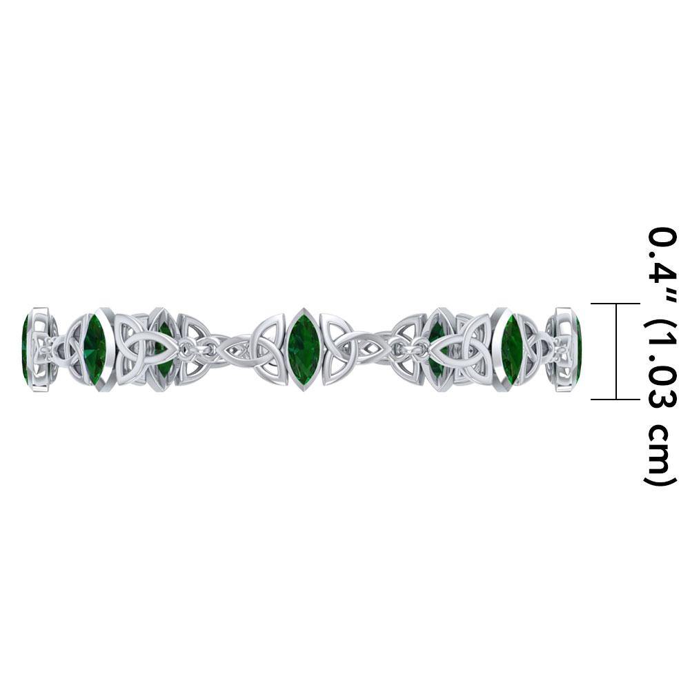 Sterling Silver Celtic Trinity Knot with Gemstone Link Bracelet TBG740