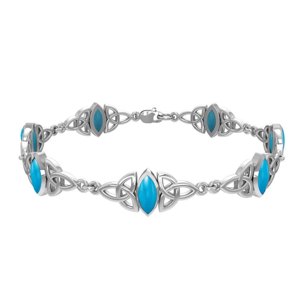 Sterling Silver Celtic Trinity Knot with Gemstone Link Bracelet TBG740
