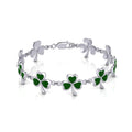 One of Celtic's epitome ~ Sterling Silver Jewelry Shamrock Link Bracelet TBG744