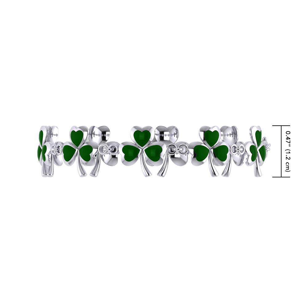 One of Celtic's epitome ~ Sterling Silver Jewelry Shamrock Link Bracelet TBG744
