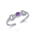 Celtic Blue Moon Sterling Silver Cuff Bracelet With Gemstone Centerpiece Design TBG760