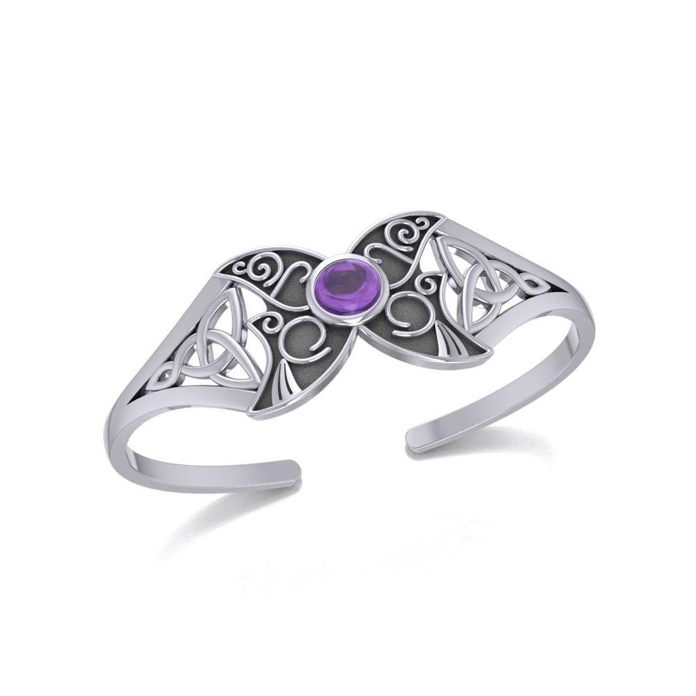 Blue Moon Celtic Triple Goddess Cuff Bracelet In Sterling Silver By Peter Stone TBG762