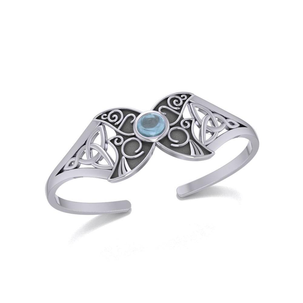Blue Moon Celtic Triple Goddess Cuff Bracelet In Sterling Silver By Peter Stone TBG762