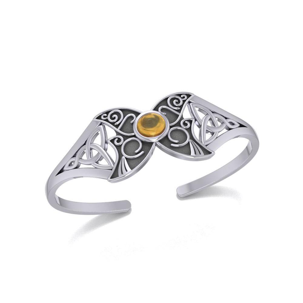 Blue Moon Celtic Triple Goddess Cuff Bracelet In Sterling Silver By Peter Stone TBG762
