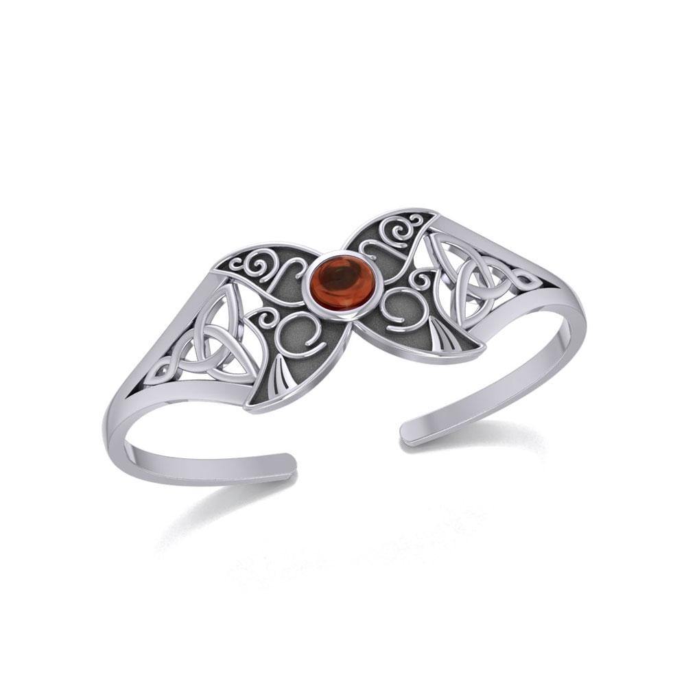 Blue Moon Celtic Triple Goddess Cuff Bracelet In Sterling Silver By Peter Stone TBG762