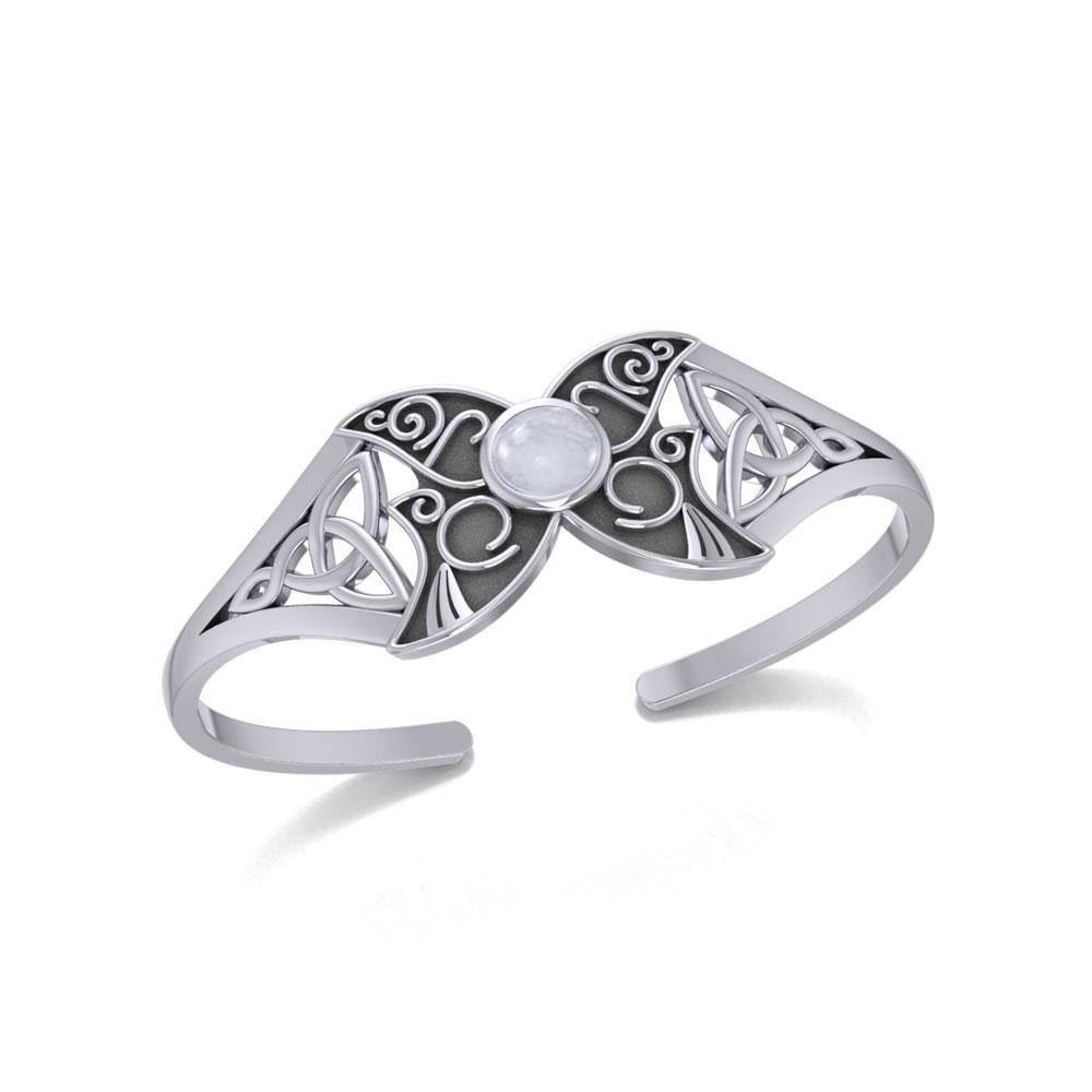 Blue Moon Celtic Triple Goddess Cuff Bracelet In Sterling Silver By Peter Stone TBG762