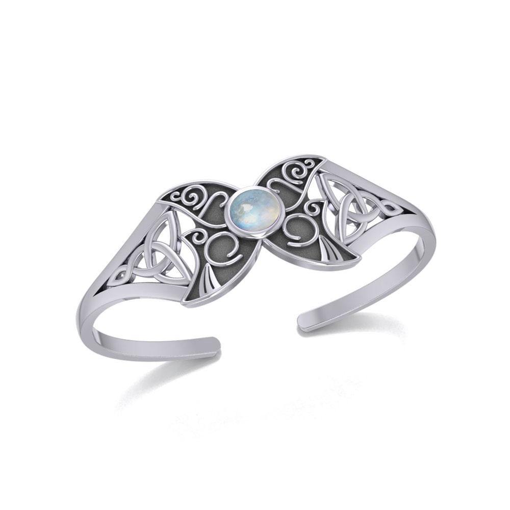 Blue Moon Celtic Triple Goddess Cuff Bracelet In Sterling Silver By Peter Stone TBG762