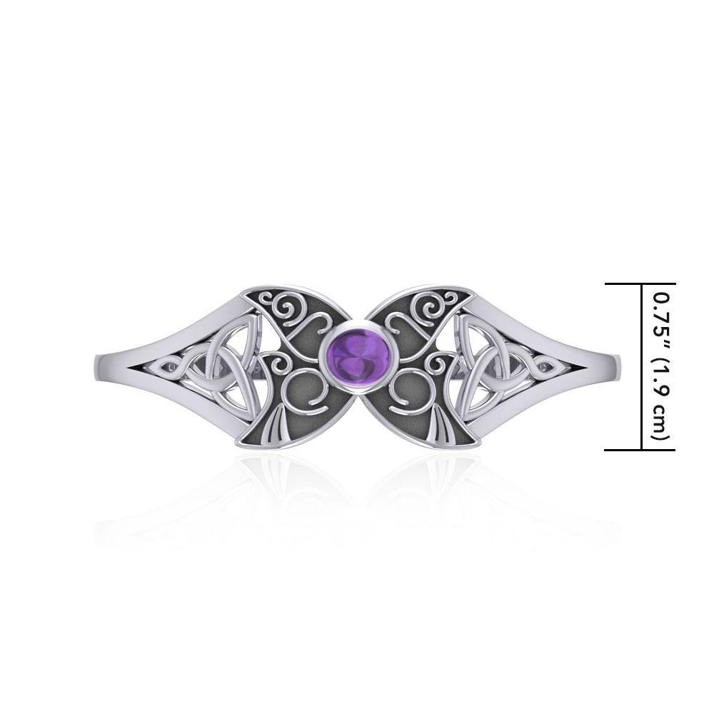 Blue Moon Celtic Triple Goddess Cuff Bracelet In Sterling Silver By Peter Stone TBG762