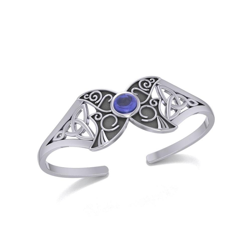 Blue Moon Celtic Triple Goddess Cuff Bracelet In Sterling Silver By Peter Stone TBG762