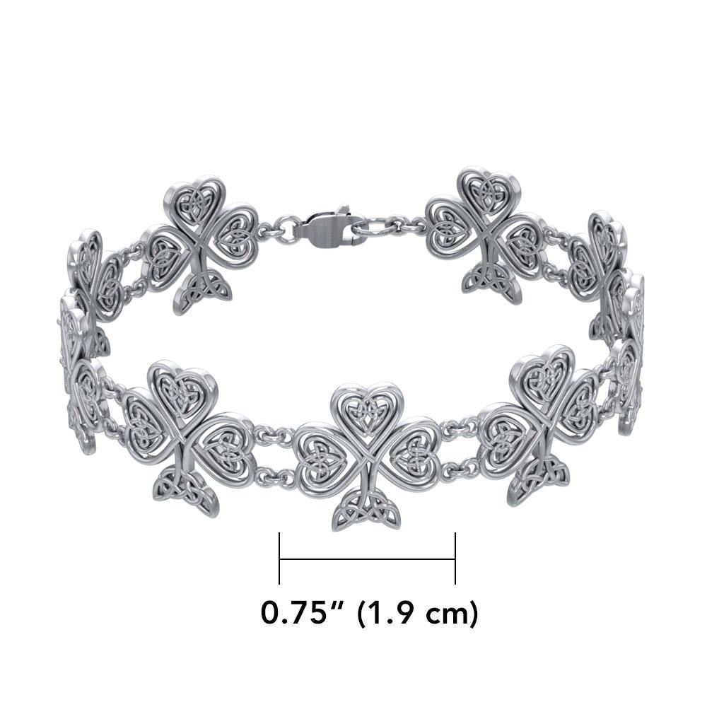 Celtic Knot Shamrock Link Sterling Silver Bracelet TBG768