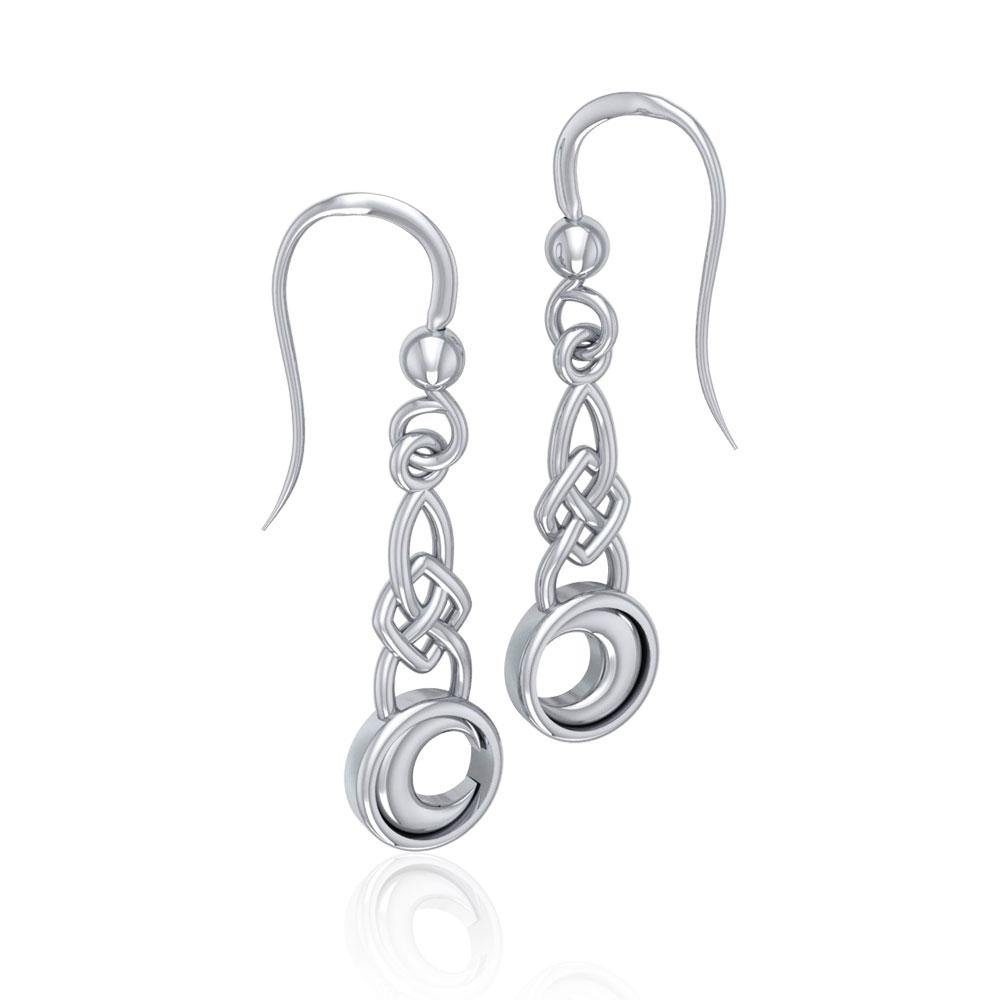 Celtic Knot With Crescent Moon Sterling Silver Earrings TE1125
