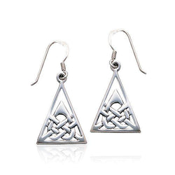 Celtic Knotwork Triangle Sterling Silver Earrings TE118 | Earrings | Wiccan Center