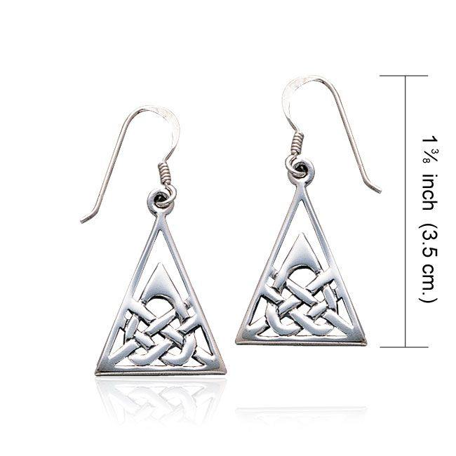 Celtic Knotwork Triangle Sterling Silver Earrings TE118