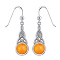 Celtic Triquetra Knot Sterling Silver Earrings With Gem TE2679