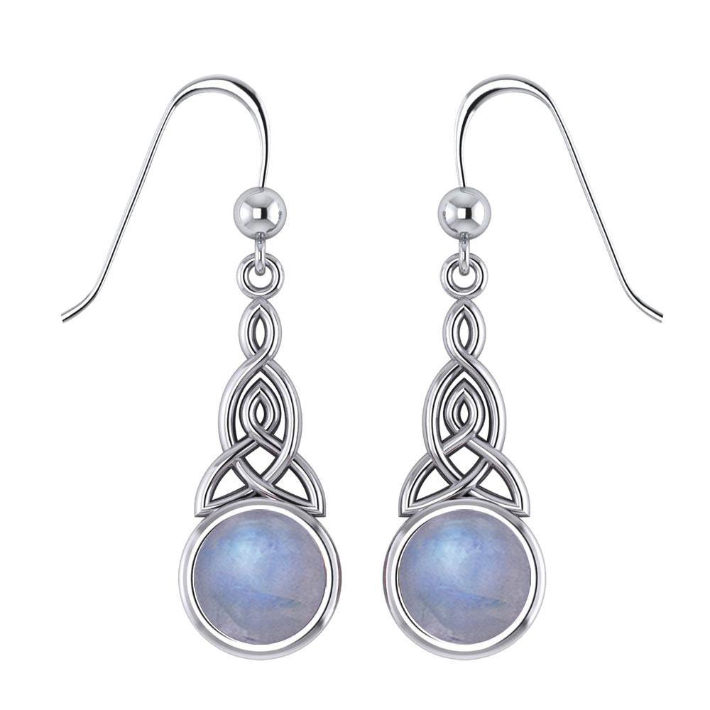 Celtic Triquetra Knot Sterling Silver Earrings With Gem TE2679