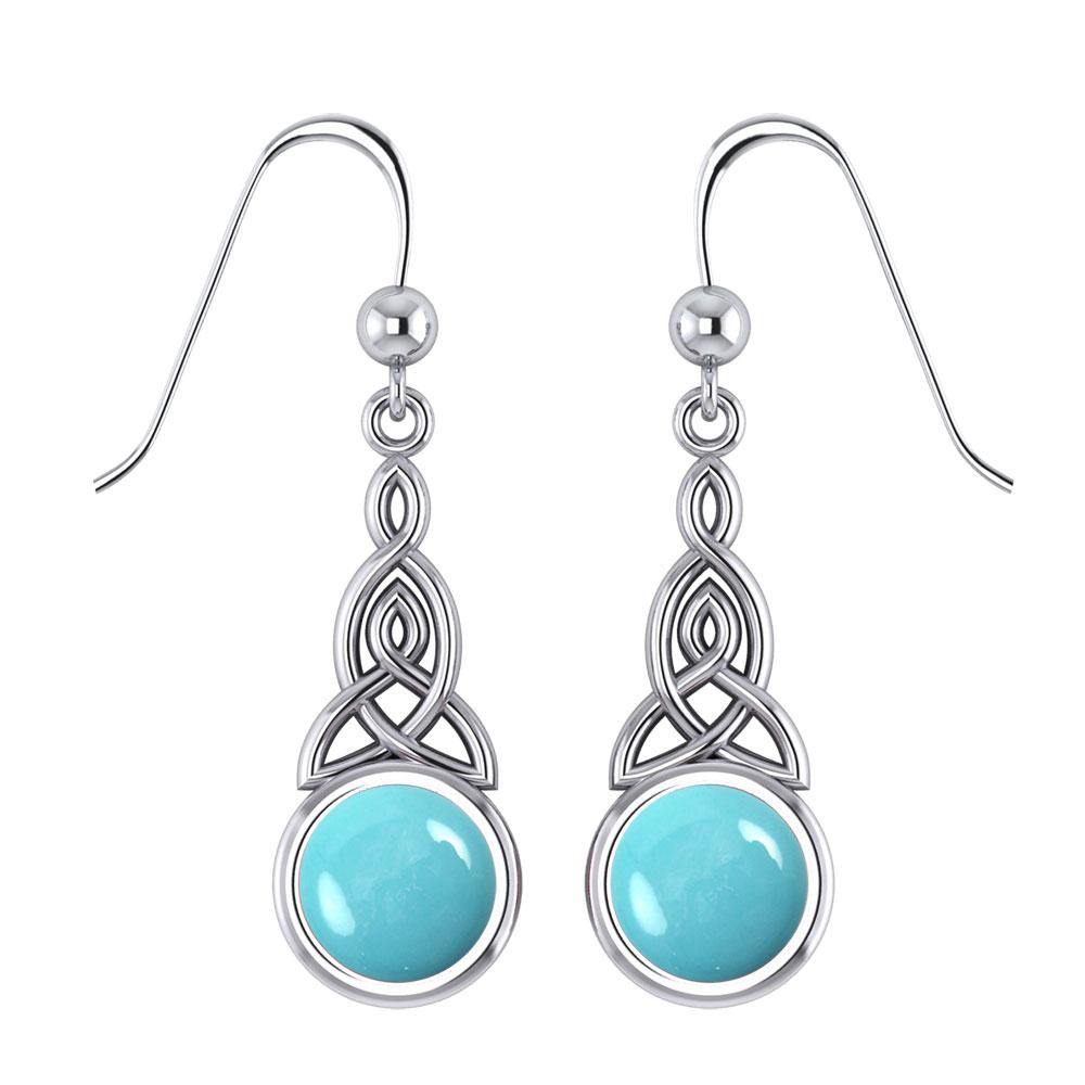 Celtic Triquetra Knot Sterling Silver Earrings With Gem TE2679