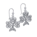 A wishful inspiration and luck ~ Celtic Knotwork Shamrock Sterling Silver Hook Earrings by Courtney Davis TE2919