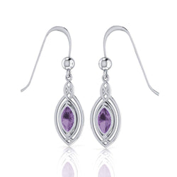 Celtic Knotwork Sterling Silver Earrings with Gemstone TE872 | Earrings | Wiccan Center