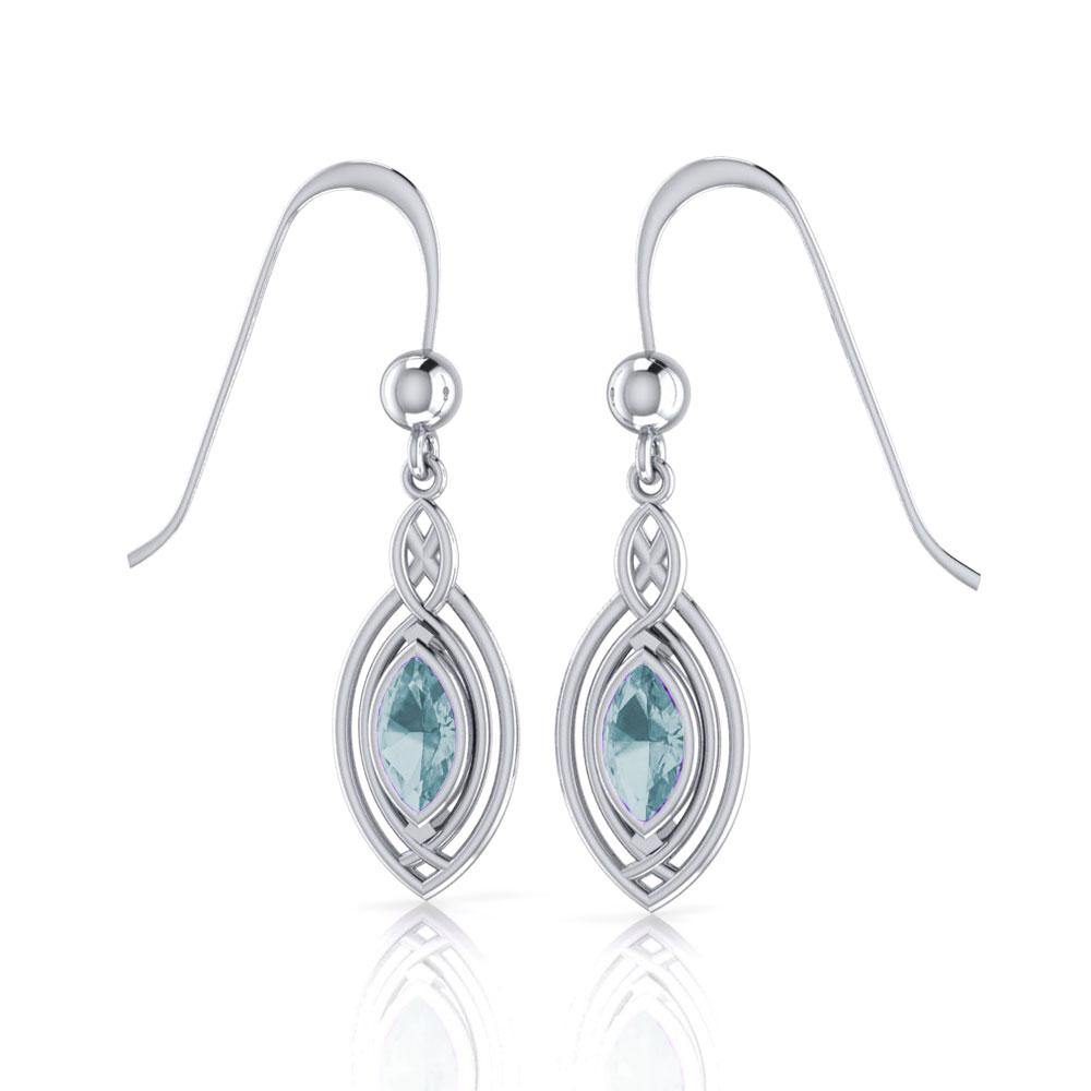 Celtic Knotwork Sterling Silver Earrings with Gemstone TE872