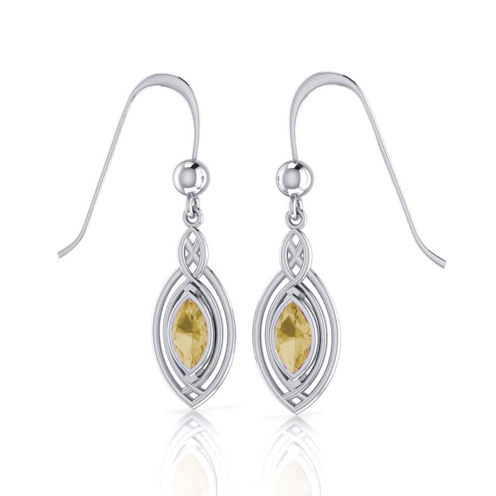 Celtic Knotwork Sterling Silver Earrings with Gemstone TE872