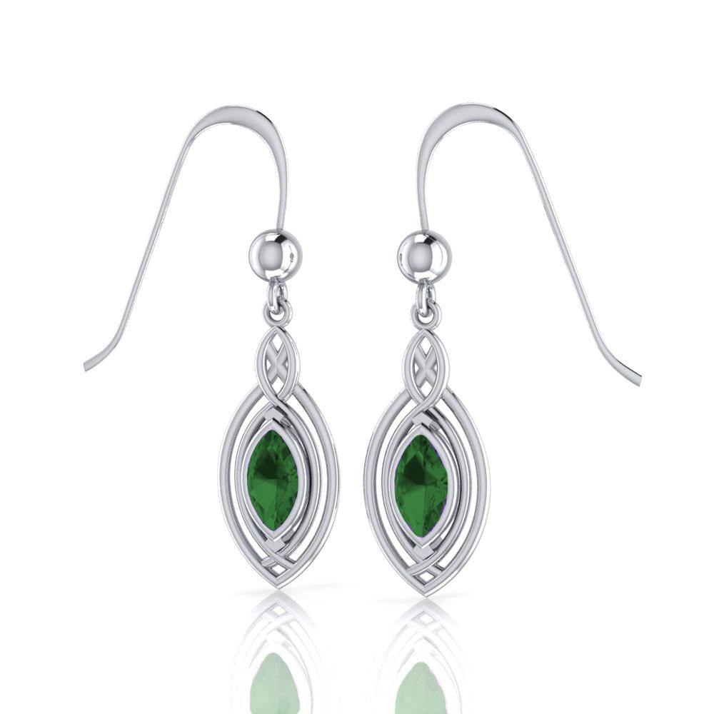 Celtic Knotwork Sterling Silver Earrings with Gemstone TE872