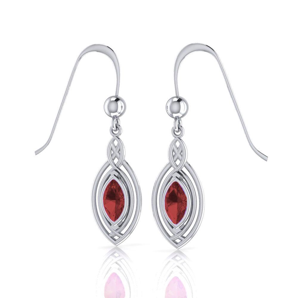 Celtic Knotwork Sterling Silver Earrings with Gemstone TE872