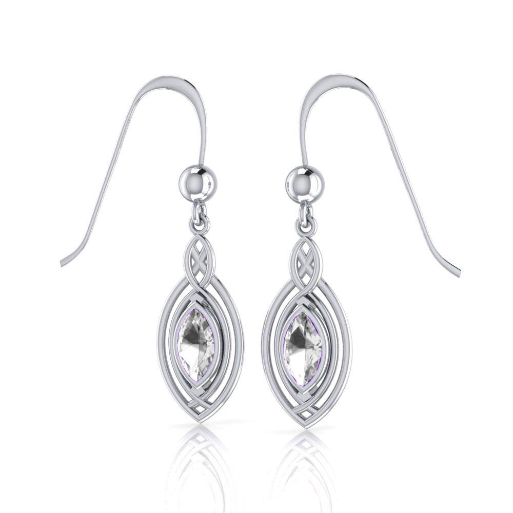 Celtic Knotwork Sterling Silver Earrings with Gemstone TE872
