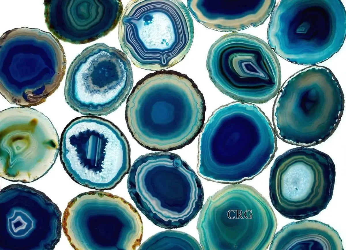 Teal Agate Slice (Size #5) (5 to 5.5 inches) Grade A Brazilian Agate Geode