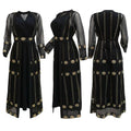Teal Gold Embroidered Vest Dress Kraft Abaya