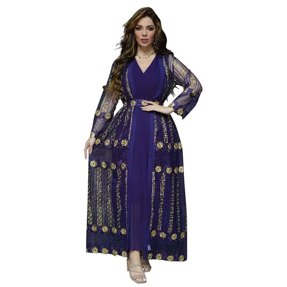 Teal Gold Embroidered Vest Dress Kraft Abaya | Button Full Cup Plus Size Bra Without Wi | Wiccan Center