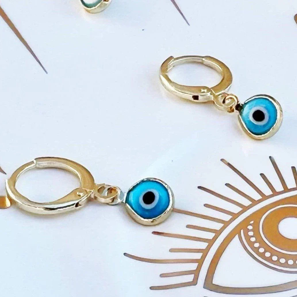 Glass Evil Eye Huggie Earrings