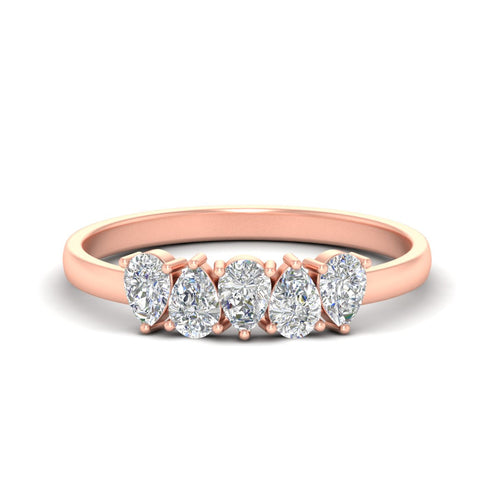 0.75 Carat 5 Stone Wedding Band Diamond Teardrop | women's band | Wiccan Center