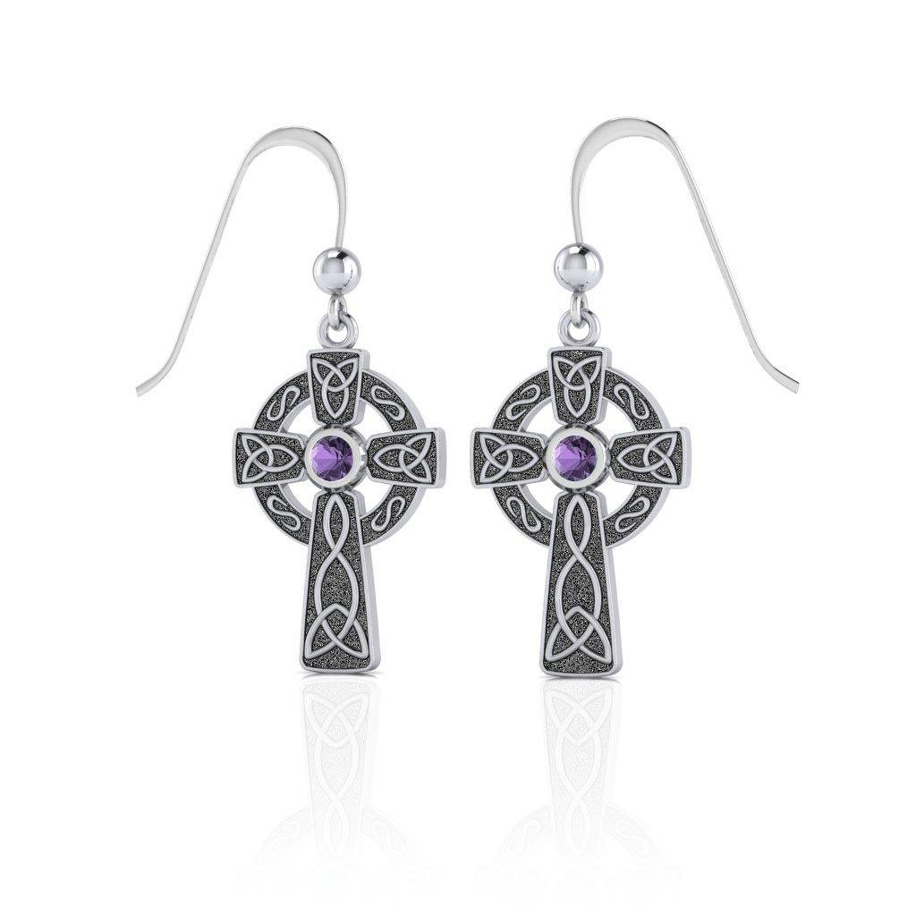 Celtic Cross Sterling Silver Hook Earrings TER075