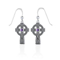 Celtic Cross Sterling Silver Hook Earrings TER075