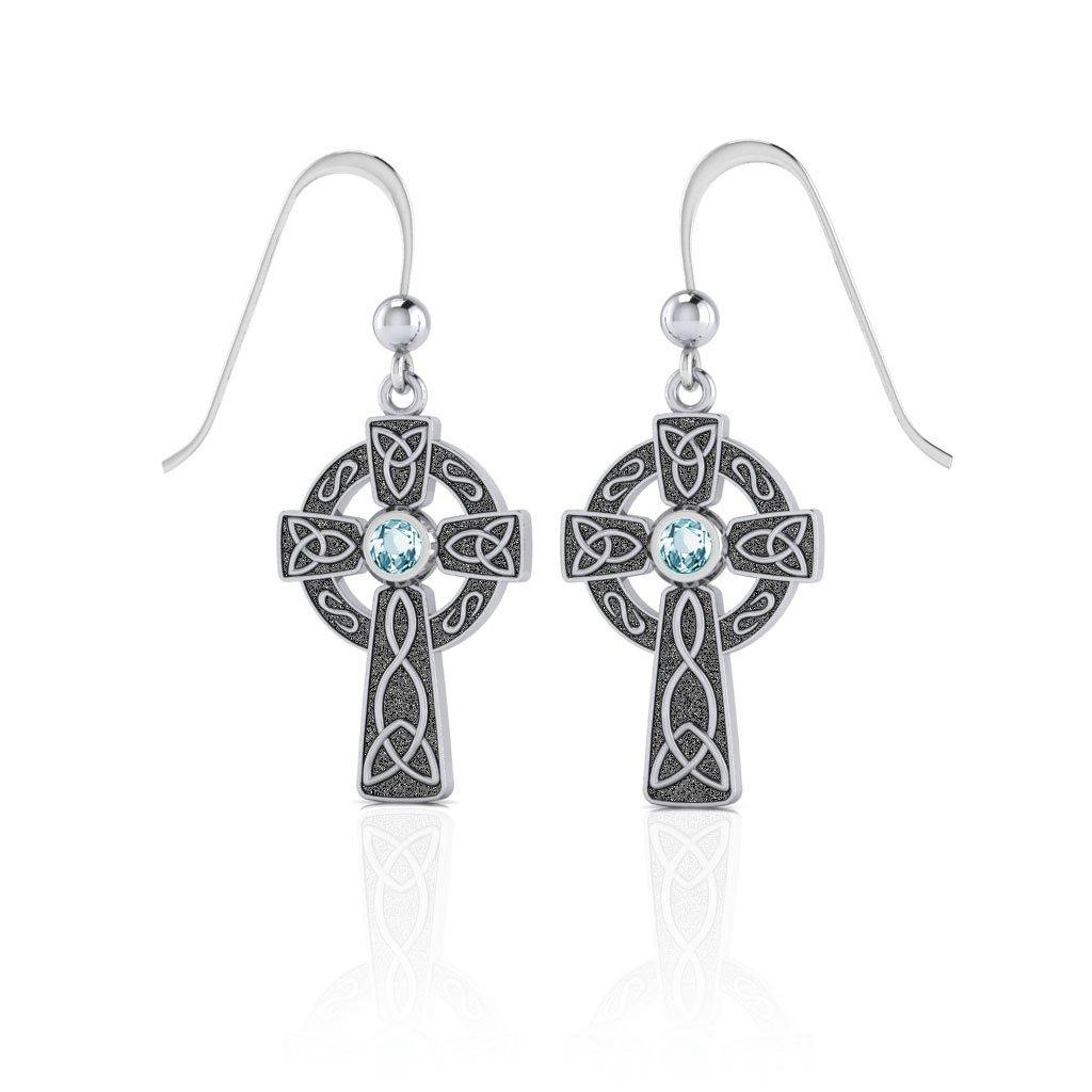 Celtic Cross Sterling Silver Hook Earrings TER075