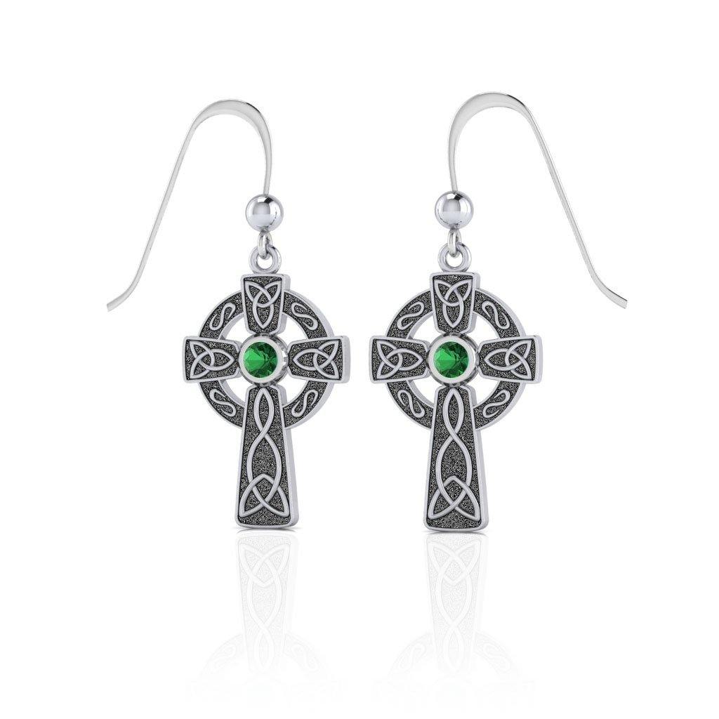 Celtic Cross Sterling Silver Hook Earrings TER075