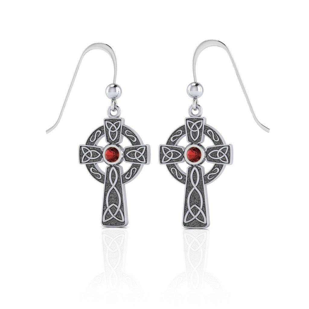 Celtic Cross Sterling Silver Hook Earrings TER075