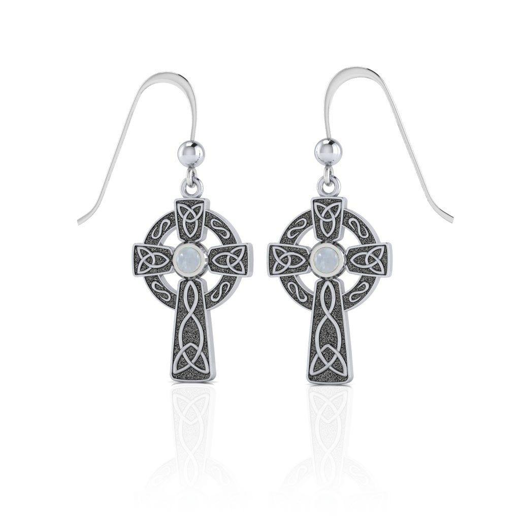 Celtic Cross Sterling Silver Hook Earrings TER075