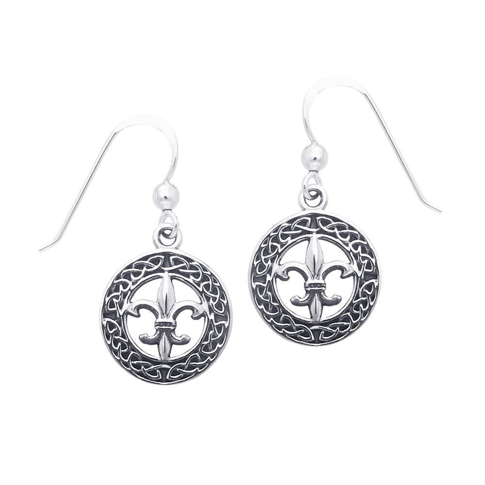 Fit for a queen in Celtic Knotwork Fleur-de-Lis Sterling Silver Hook Earrings TER113