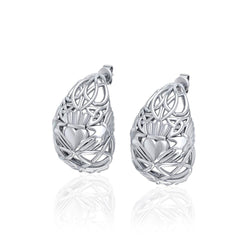 Celtic Claddagh Silver Post Earrings TER1673 | Earrings | Wiccan Center