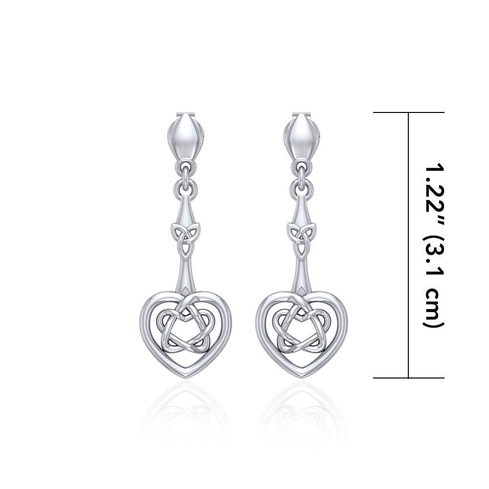 Celtic Heart Silver Post Earrings TER1676