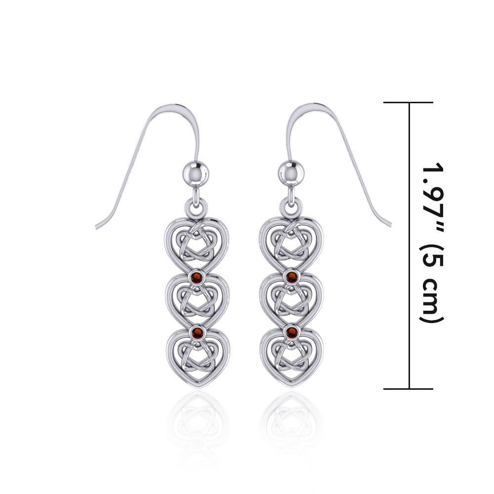 Celtic Knotwork Heart Sterling Silver Earrings with Gemstone TER1689