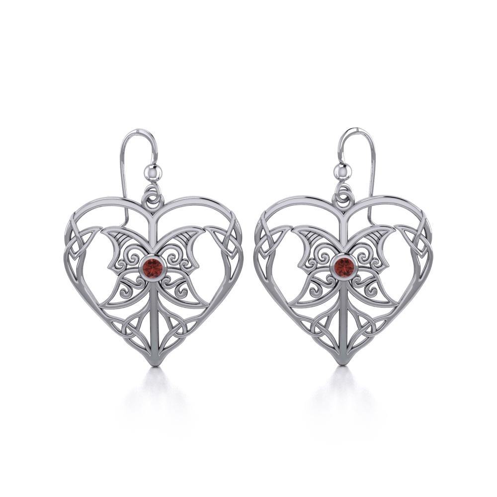 Celtic Triple Goddess Love Peace Sterling Silver Earrings with Gemstone TER1702